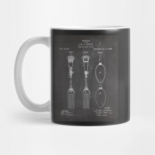 Kitchen Fork Spoon Patent - Chef Cook Farmhouse Décor Art - Black Chalkboard Mug